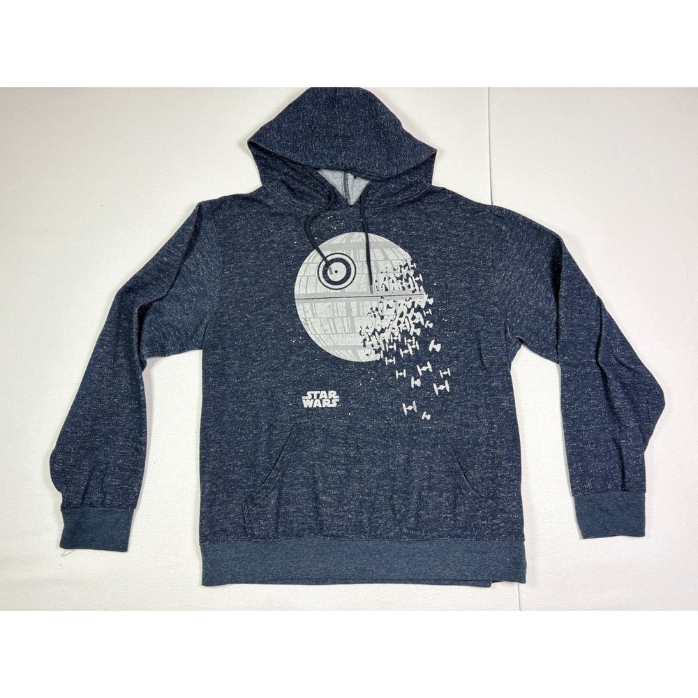 Star Wars Mens Death Star TIE Fighter Graphic Hoodie Blue Marl Medium MD